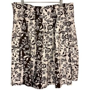 Ann‎ Taylor LOFT Womens Skirt Brown 14 Floral Preppy Cottagecore A-Line Office